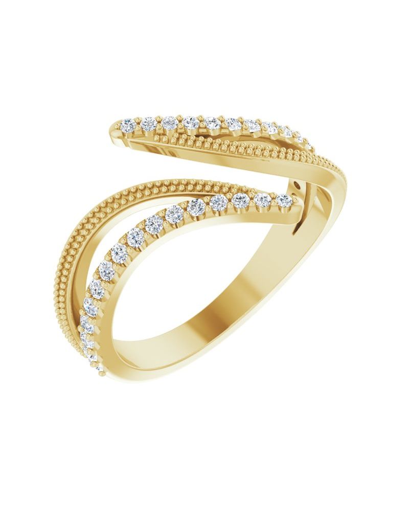 Anel Bypass em Ouro 14k com Diamantes Naturais – Modelo 5