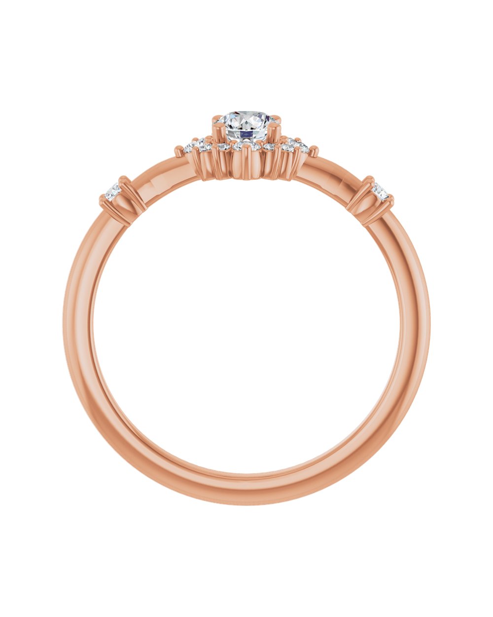 Anel Floral em Ouro Rosé 14k com Diamantes Naturais – Rosé 14k
