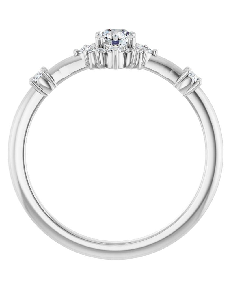 Anel Halo em Ouro 14k com Diamantes de Laboratório