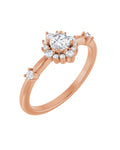 Anel Floral em Ouro Rosé 14k com Diamantes Naturais – Rosé 14k