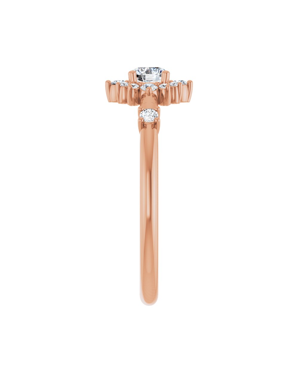 Anel Floral em Ouro Rosé 14k com Diamantes Naturais – Rosé 14k