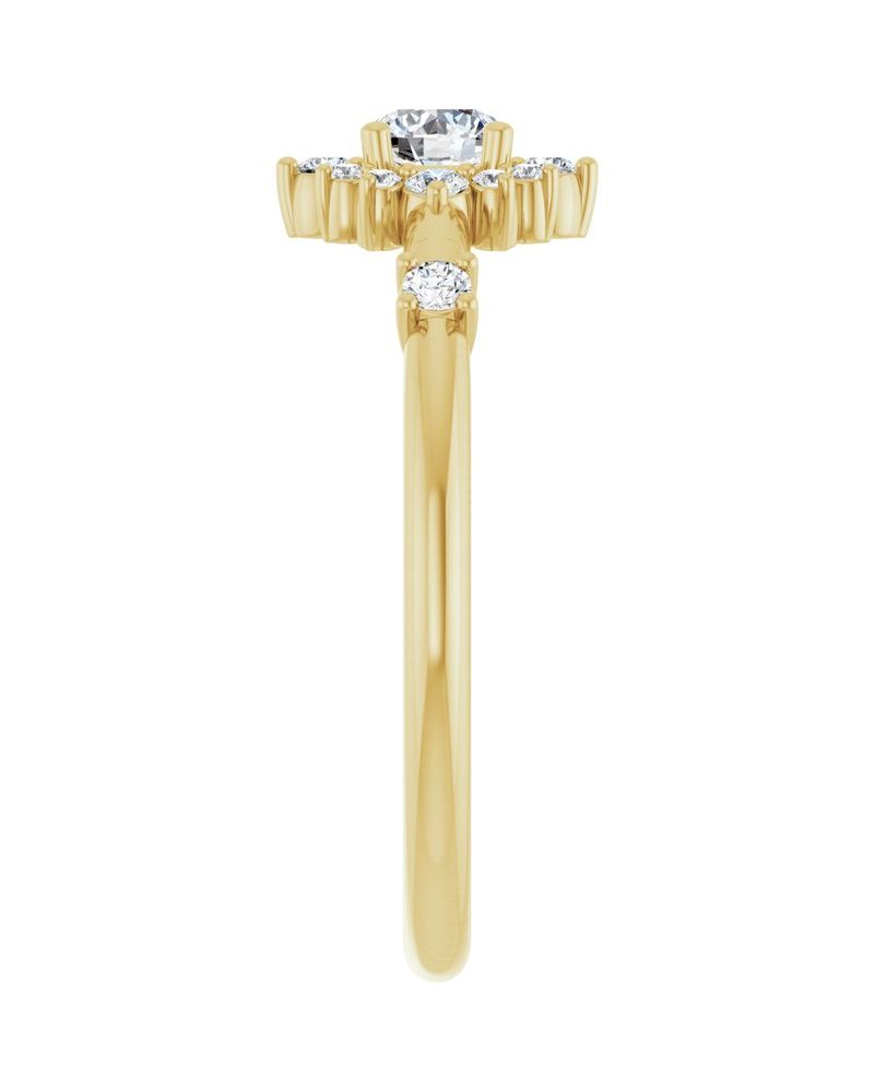 Anel Halo em Ouro 14k com Diamantes de Laboratório