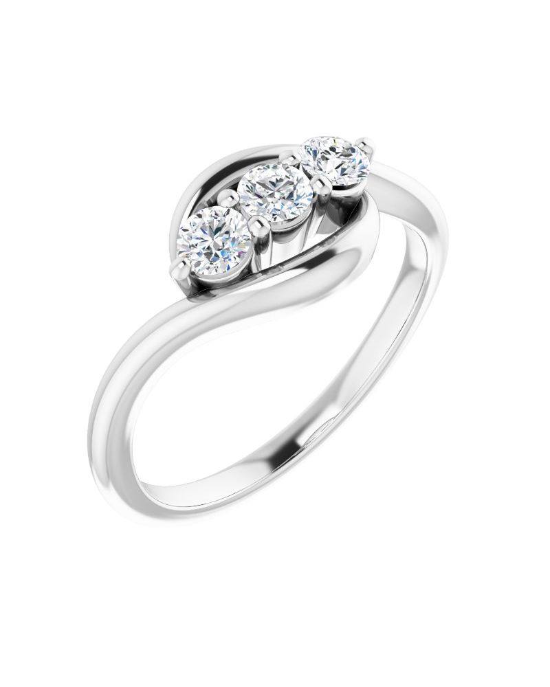 Anel Três Pedras Bypass em Ouro 14k com Diamantes Naturais – Modelo 3