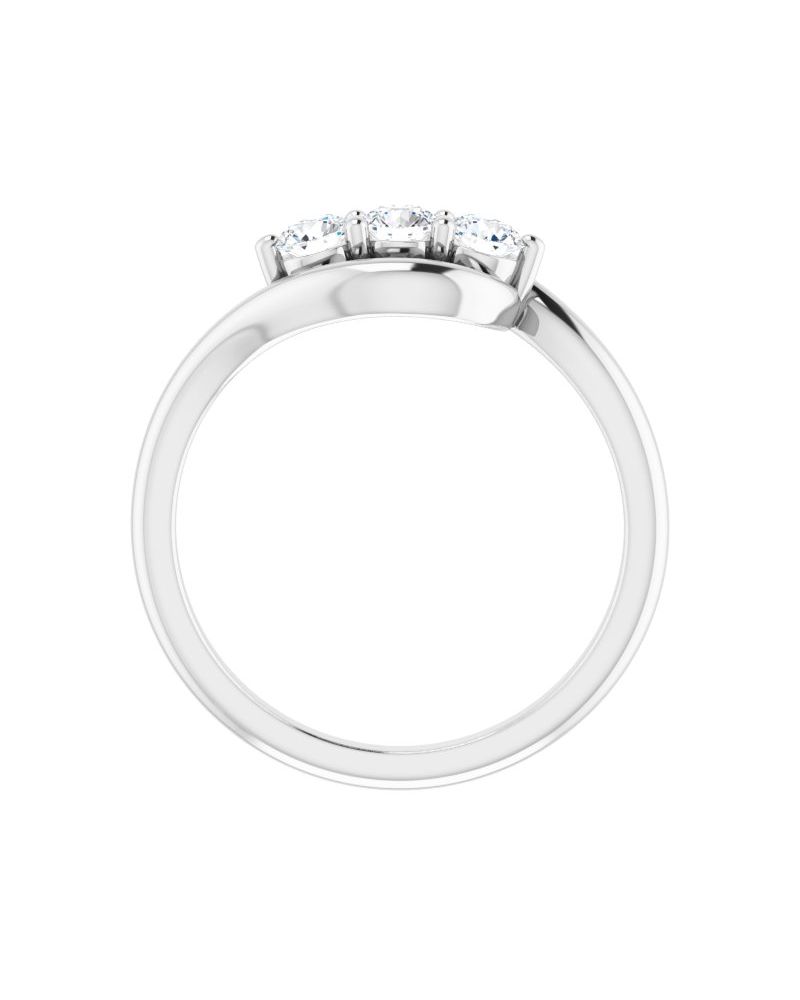 Anel Três Pedras Bypass em Ouro 14k com Diamantes Naturais – Modelo 3