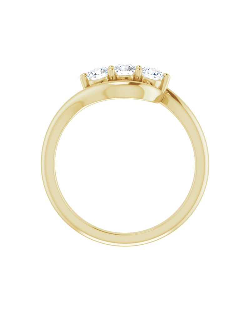 Anel Três Pedras Bypass em Ouro 14k com Diamantes Naturais – Modelo 3
