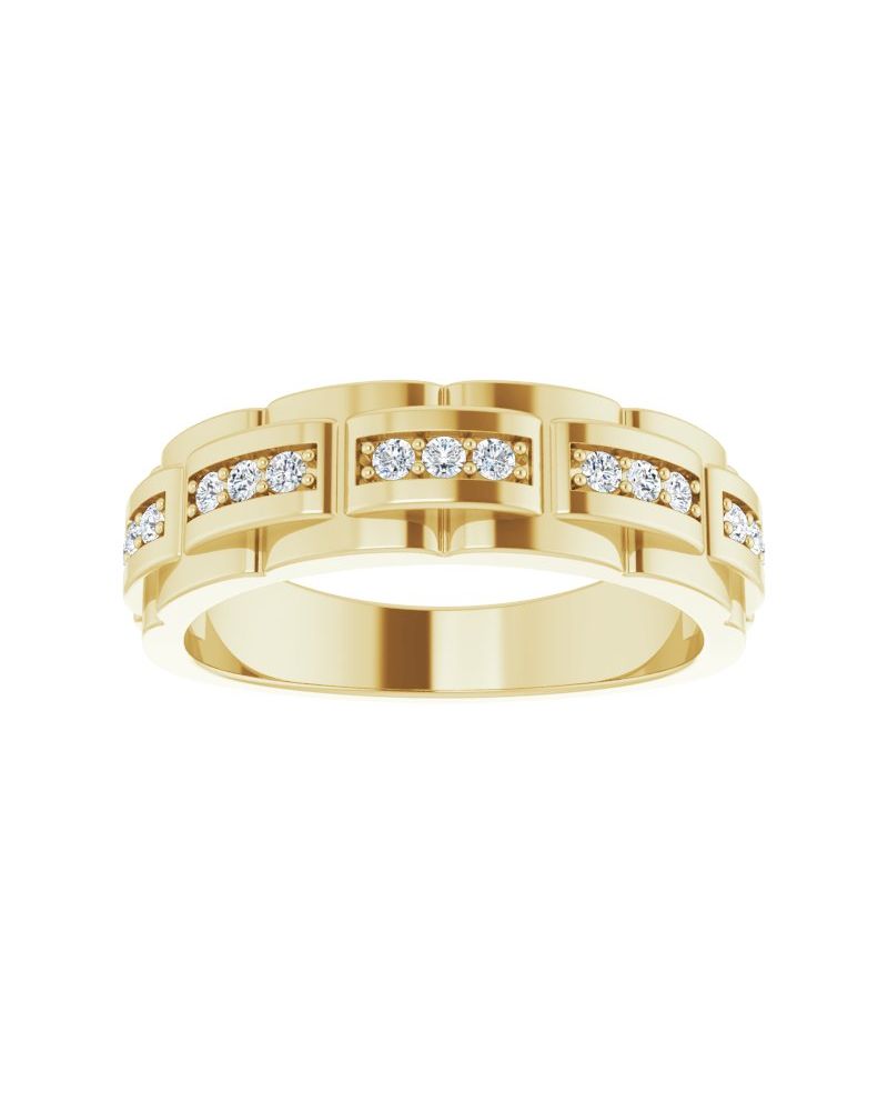 Anel Cravejado em Ouro 14k com Diamantes Negros