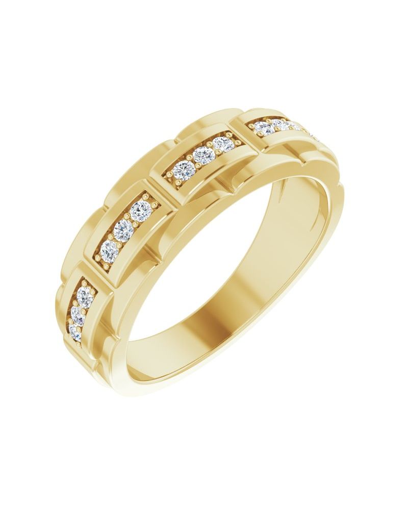 Anel Cravejado em Ouro 14k com Diamantes Negros