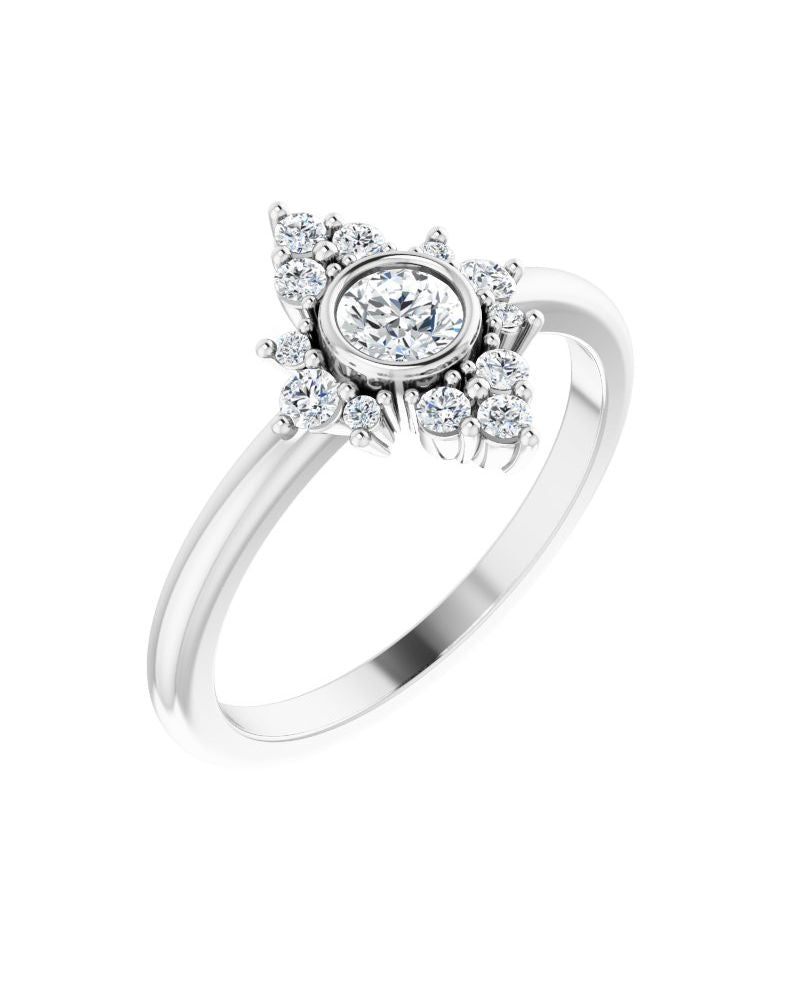 Anel Halo em Ouro 14k com Diamantes Naturais – Modelo 4