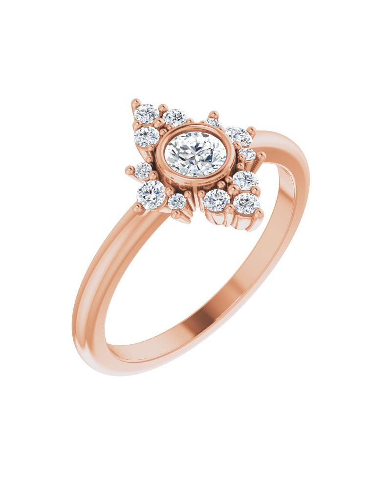 Anel Halo em Ouro 14k com Diamantes Naturais – Modelo 4
