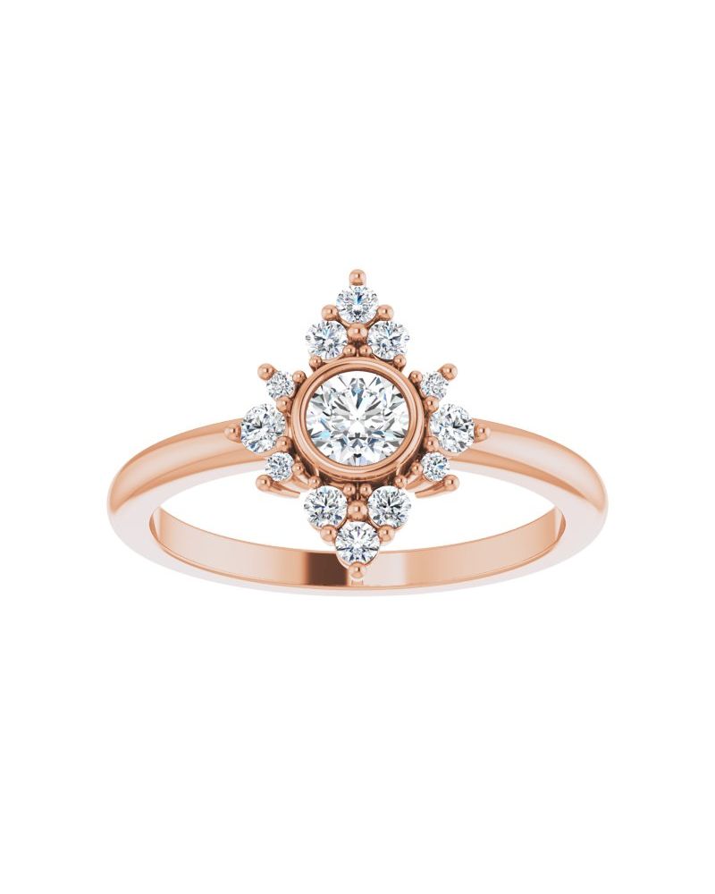 Anel Halo em Ouro 14k com Diamantes Naturais – Modelo 4