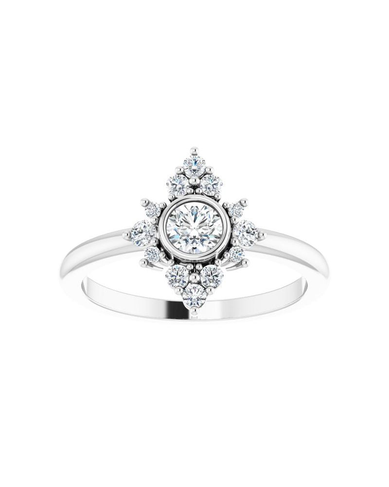 Anel Halo em Ouro 14k com Diamantes Naturais – Modelo 4