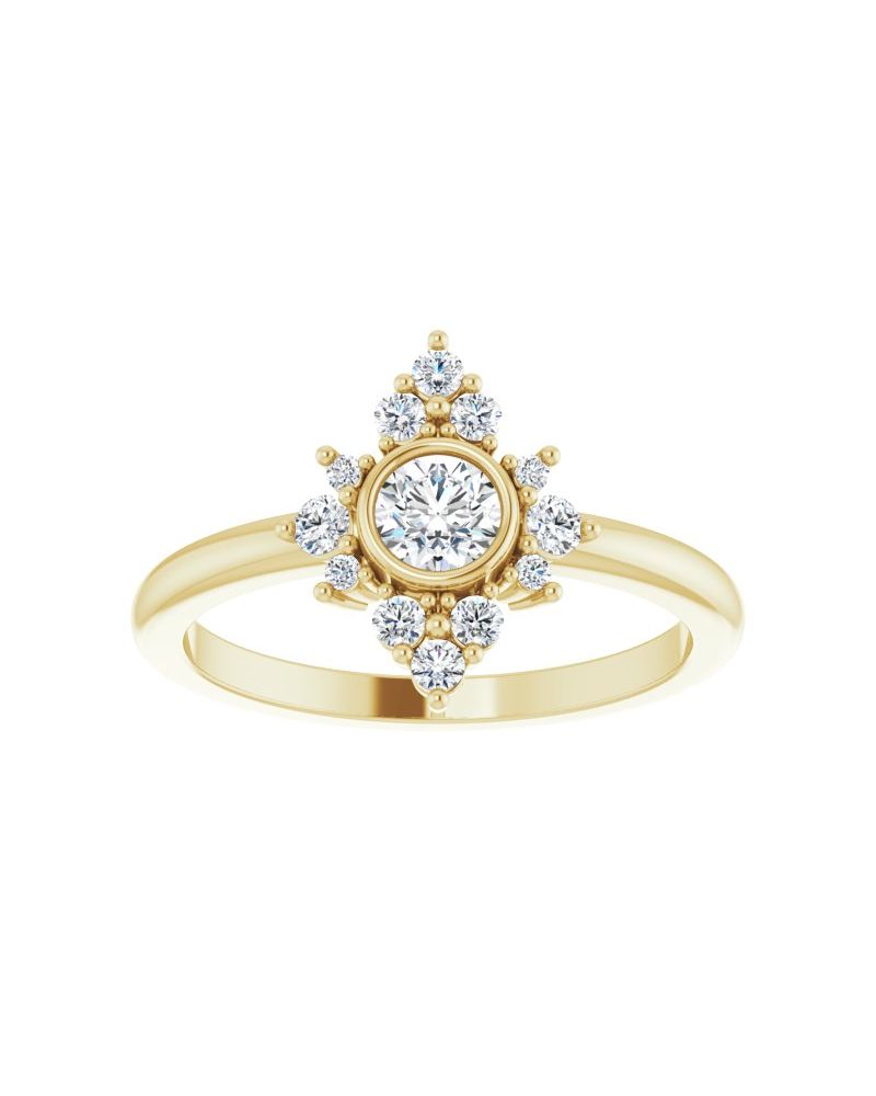 Anel Halo em Ouro 14k com Diamantes Naturais – Modelo 4