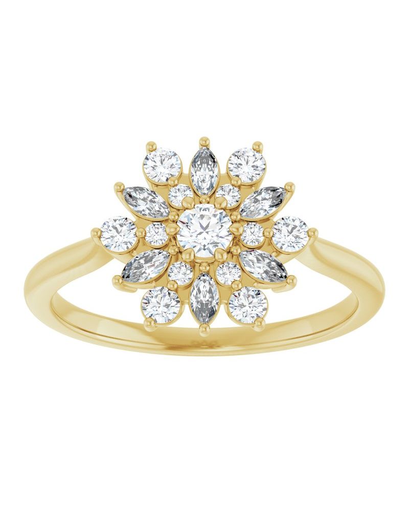 Anel Vintage em Ouro 14k com Diamantes Naturais – Modelo 5