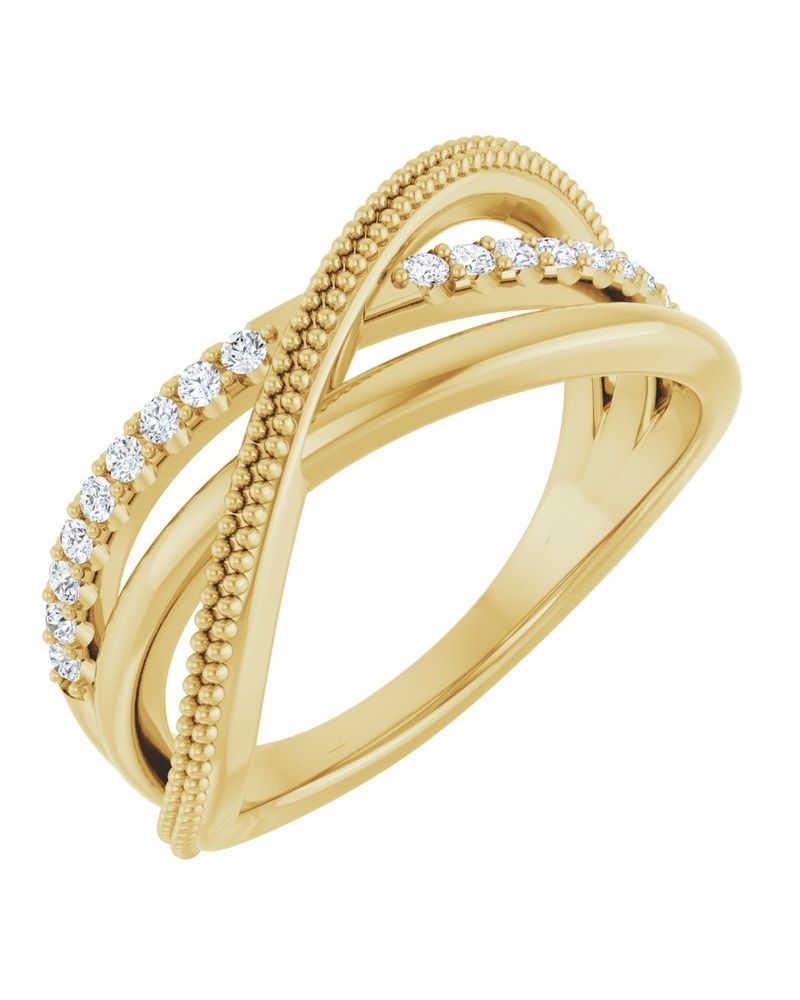 Anel Entrelaçado em Ouro 14k com Diamantes de Laboratório