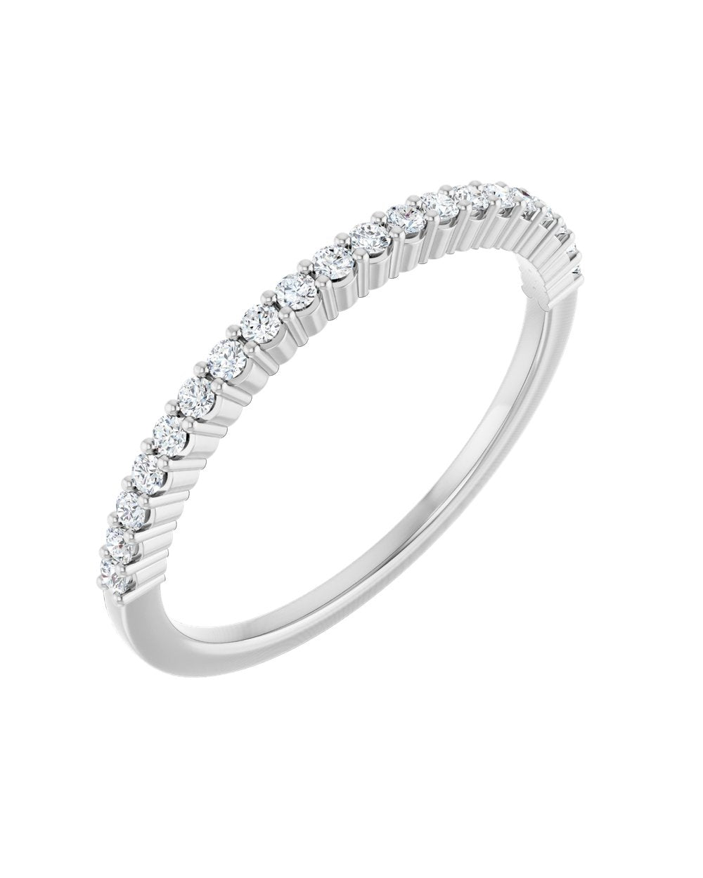 Anel Meia Aliança em Ouro 14k com Diamantes Naturais – Garras Delicadas – Branco 14k
