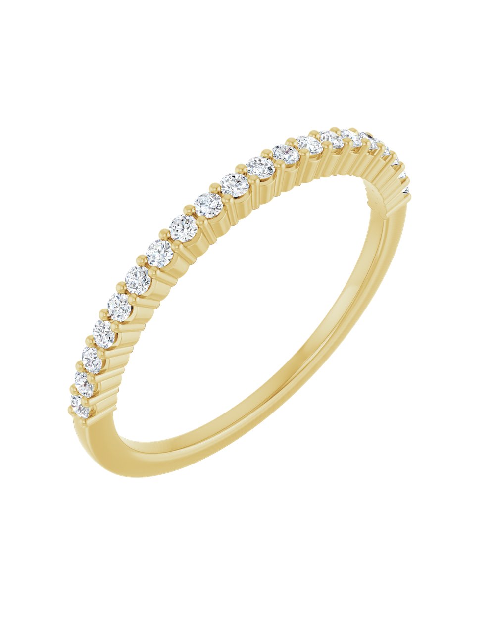 Anel Meia Aliança em Ouro 14k com Diamantes Naturais – Garras Delicadas – Amarelo 14k, 0,17 ct