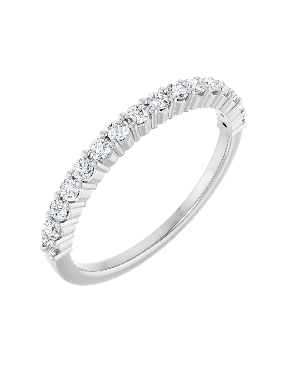 Anel Meia Aliança em Ouro 14k com Diamantes Naturais – Garras Delicadas – Branco 14k, 0,25 ct