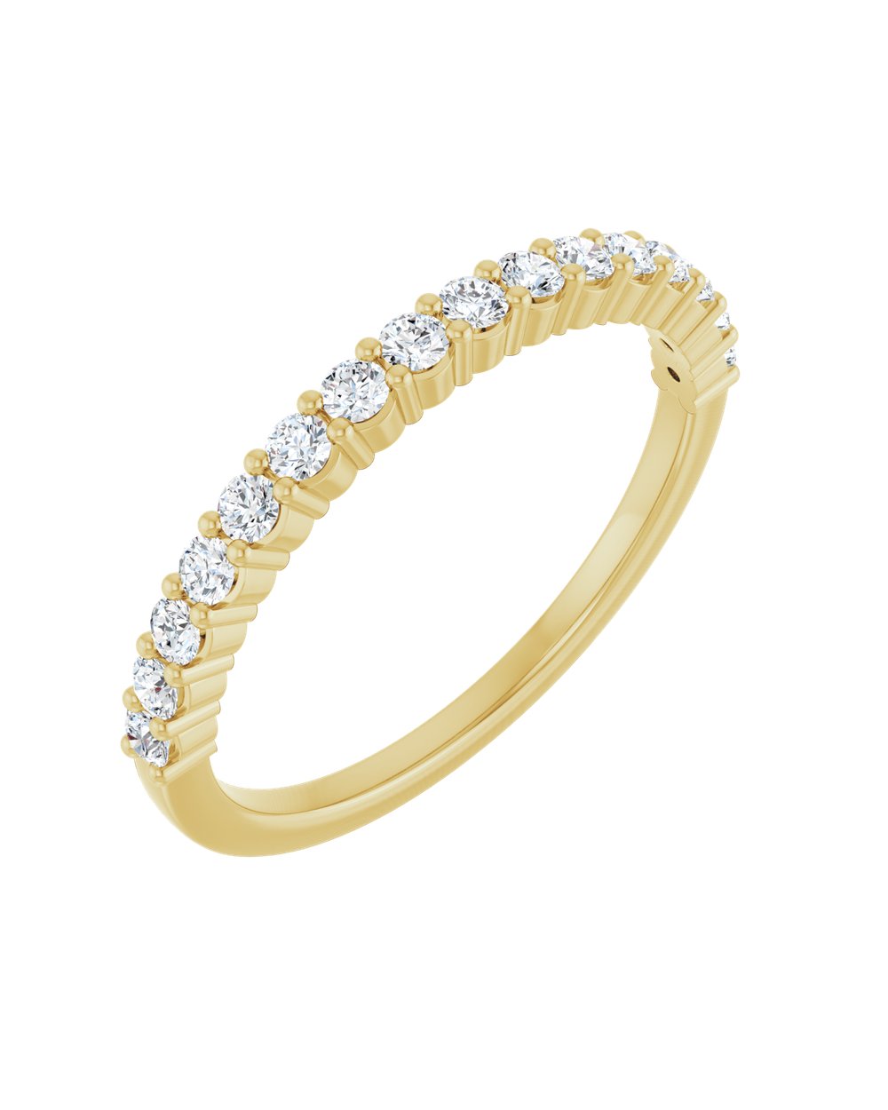 Anel Meia Aliança em Ouro 14k com Diamantes Naturais – Garras Delicadas – Amarelo 14k, 0,25 ct