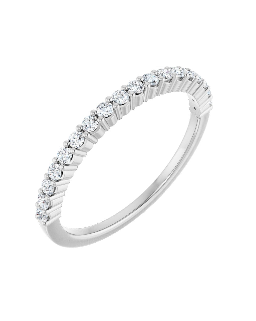 Anel Meia Aliança em Ouro 14k com Diamantes Naturais – Garras Delicadas – Branco 14k, 0,25 ct