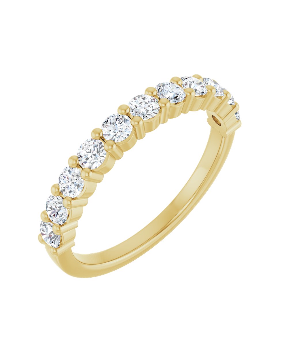Anel Meia Aliança em Ouro 14k com Diamantes Naturais – Garras Delicadas – Amarelo 14k, 0,50 ct