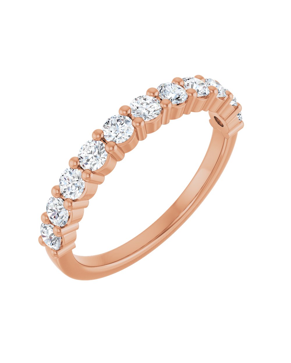 Anel Meia Aliança em Ouro 14k com Diamantes Naturais – Garras Delicadas – Rosé 14k