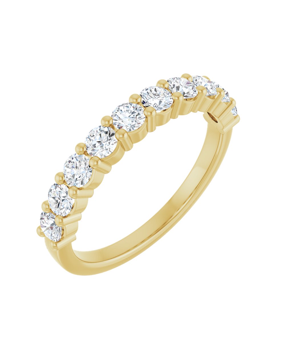 Anel Meia Aliança em Ouro 14k com Diamantes Naturais – Garras Delicadas – Amarelo 14k, 0,75 ct