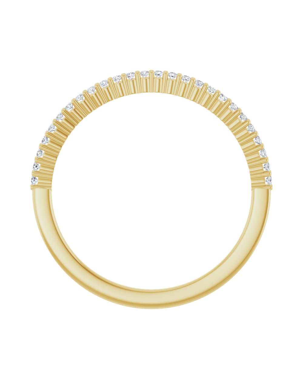 Anel Meia Aliança em Ouro 14k com Diamantes Naturais – Garras Delicadas – Amarelo 14k