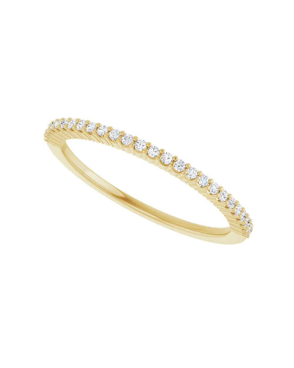 Anel Meia Aliança em Ouro 14k com Diamantes Naturais – Garras Delicadas – Amarelo 14k