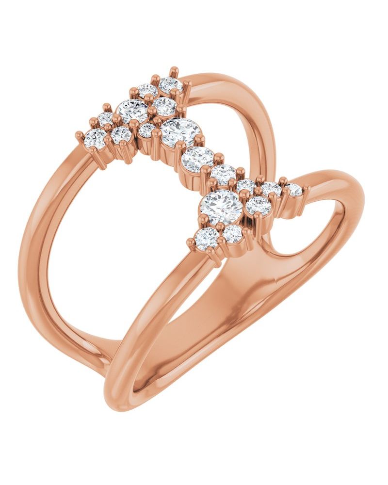 Anel Vazado em Ouro 14k com Diamantes de Laboratório – Modelo 2