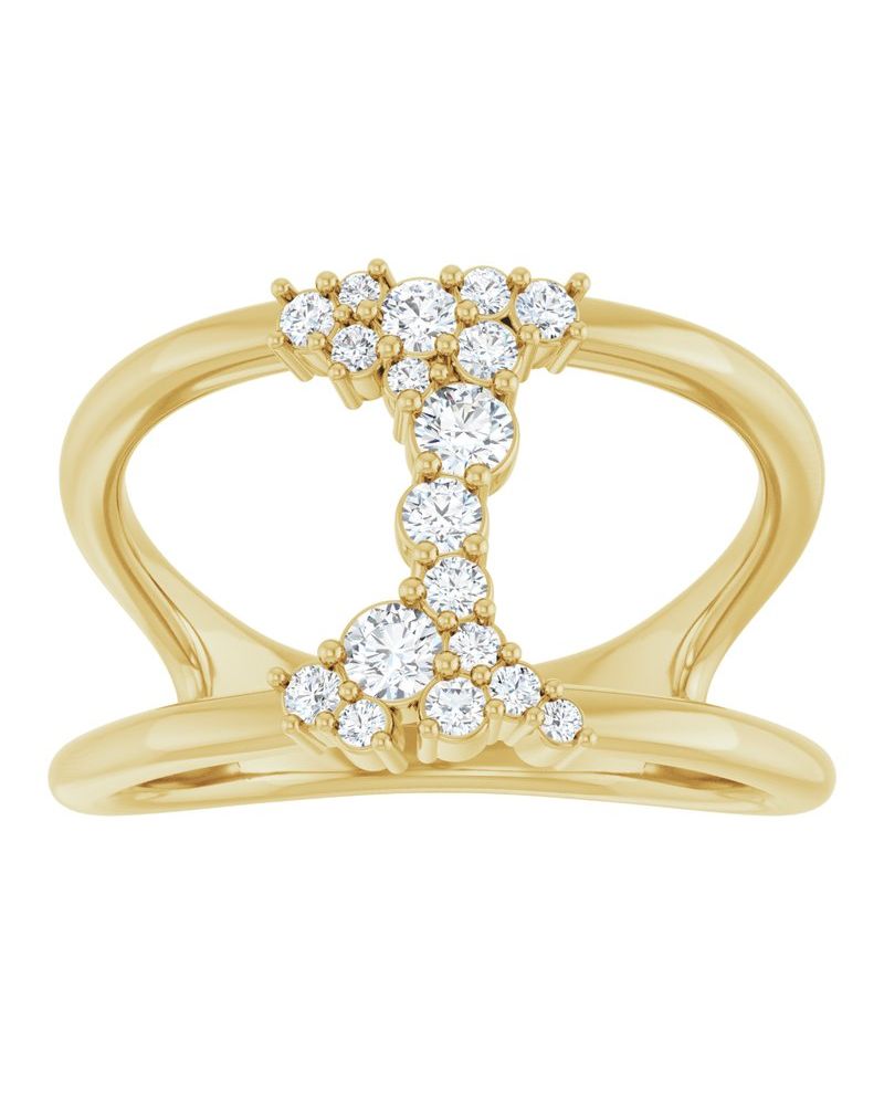 Anel Vazado em Ouro 14k com Diamantes de Laboratório – Modelo 2