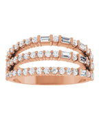 Anel Empilhado em Ouro 14k com Diamantes Naturais