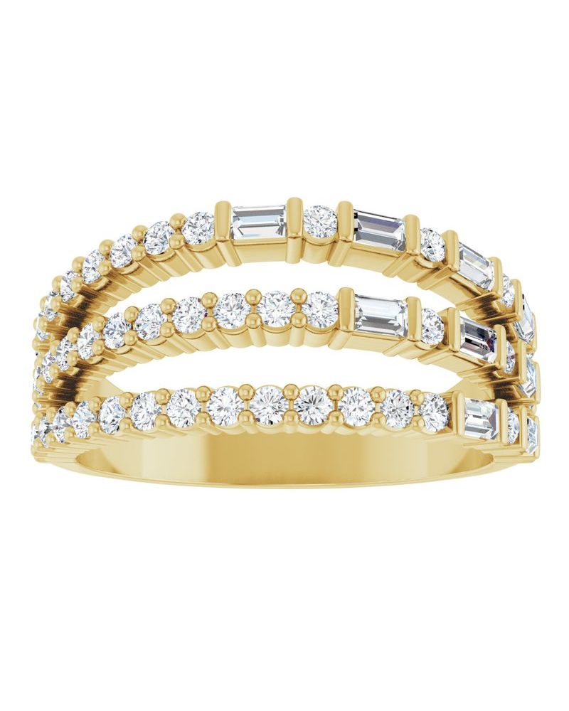Anel Empilhado em Ouro 14k com Diamantes Naturais