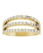 Anel Empilhado em Ouro 14k com Diamantes Naturais