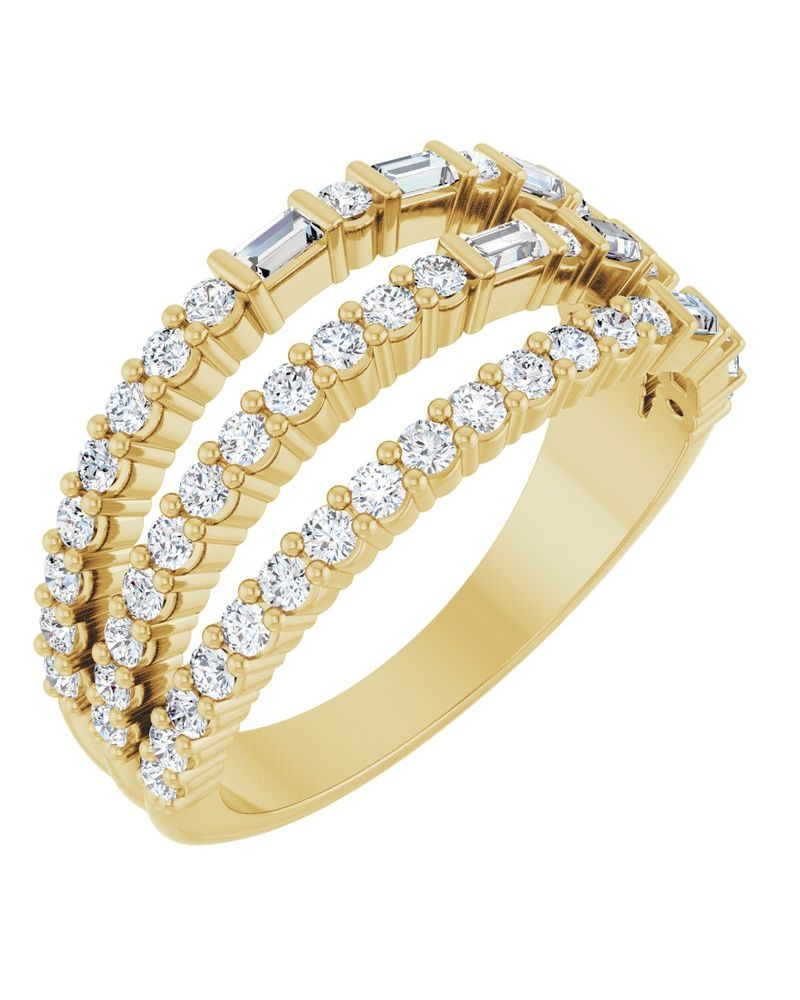 Anel Empilhado em Ouro 14k com Diamantes Naturais
