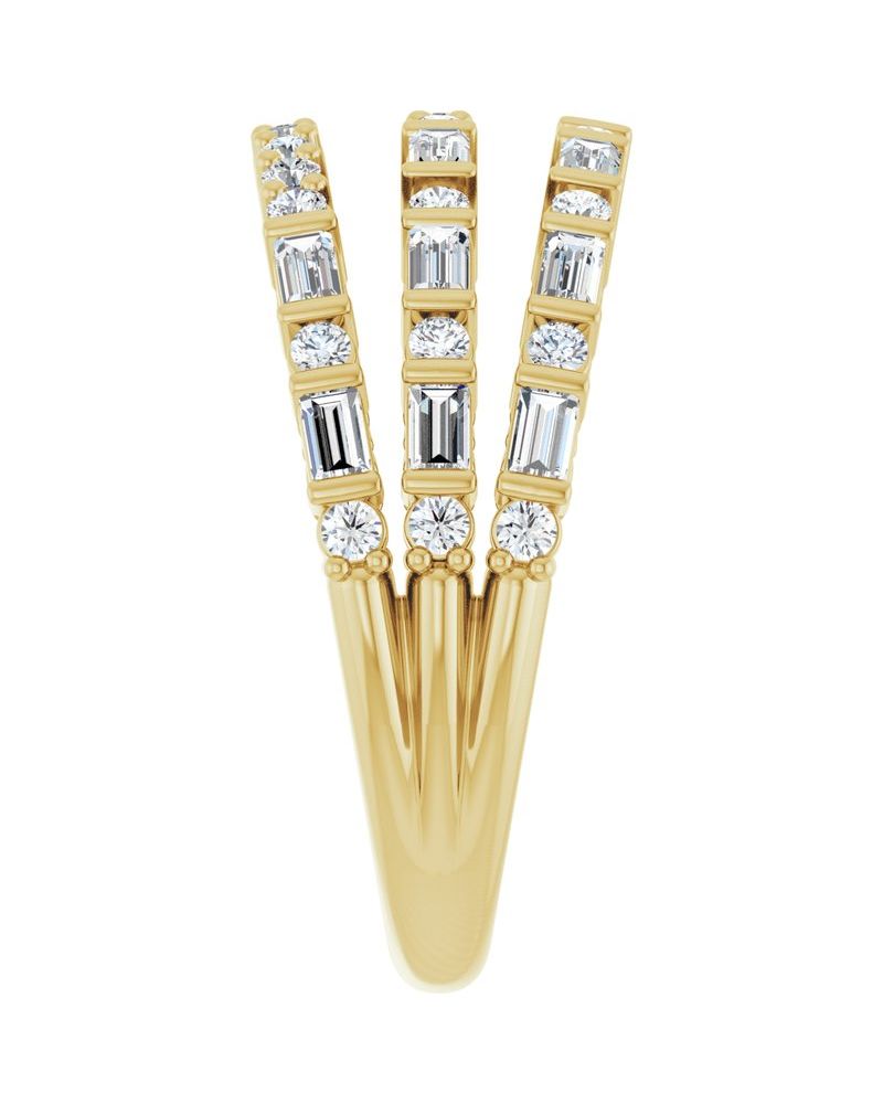 Anel Empilhado em Ouro 14k com Diamantes Naturais
