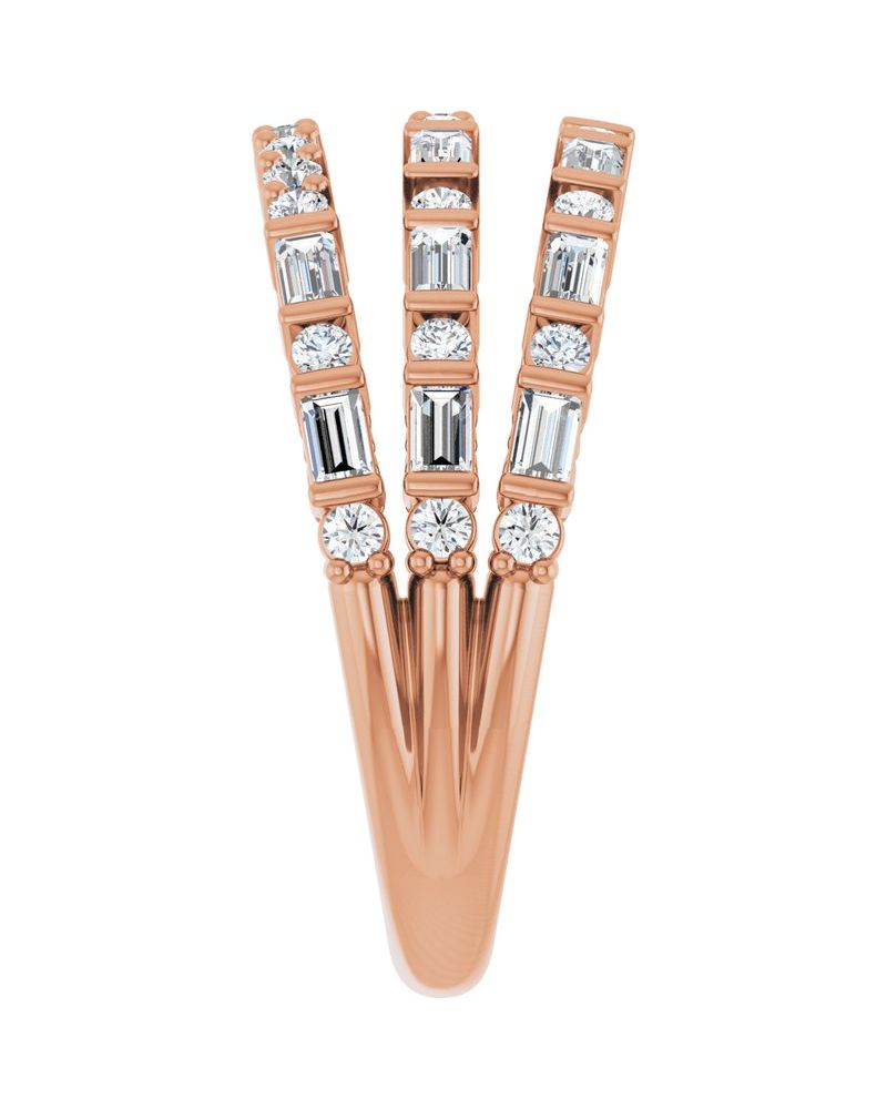 Anel Empilhado em Ouro 14k com Diamantes Naturais
