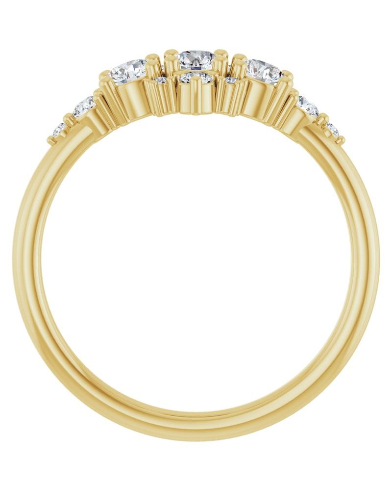 Anel Três Pedras em Ouro 14k com Diamantes Naturais – Modelo 4