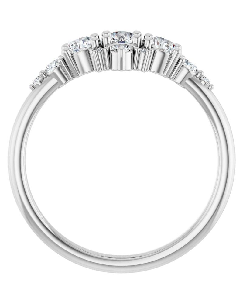 Anel Três Pedras em Ouro 14k com Diamantes Naturais – Modelo 4