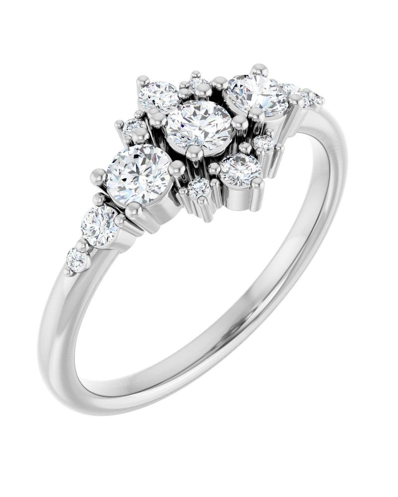 Anel Três Pedras em Ouro 14k com Diamantes Naturais – Modelo 4