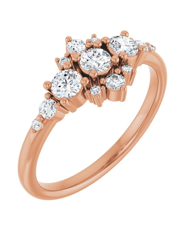 Anel Três Pedras em Ouro 14k com Diamantes Naturais – Modelo 4