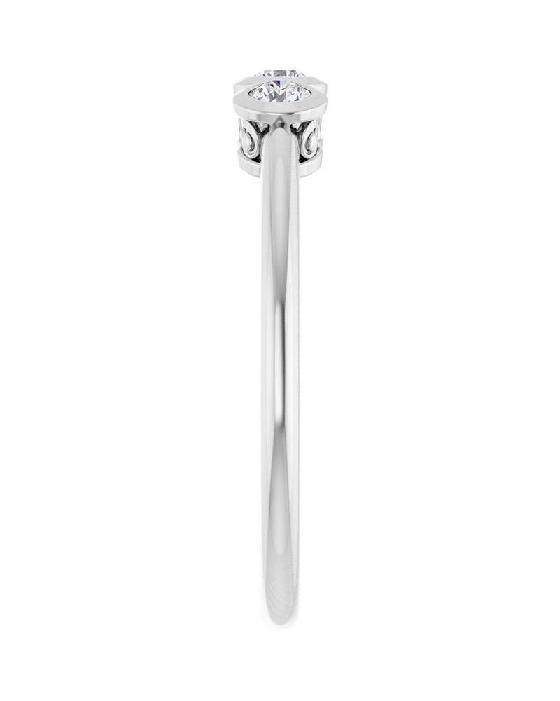 Anel Três Pedras com Cravação Bezel em Ouro 14k com Diamantes Naturais