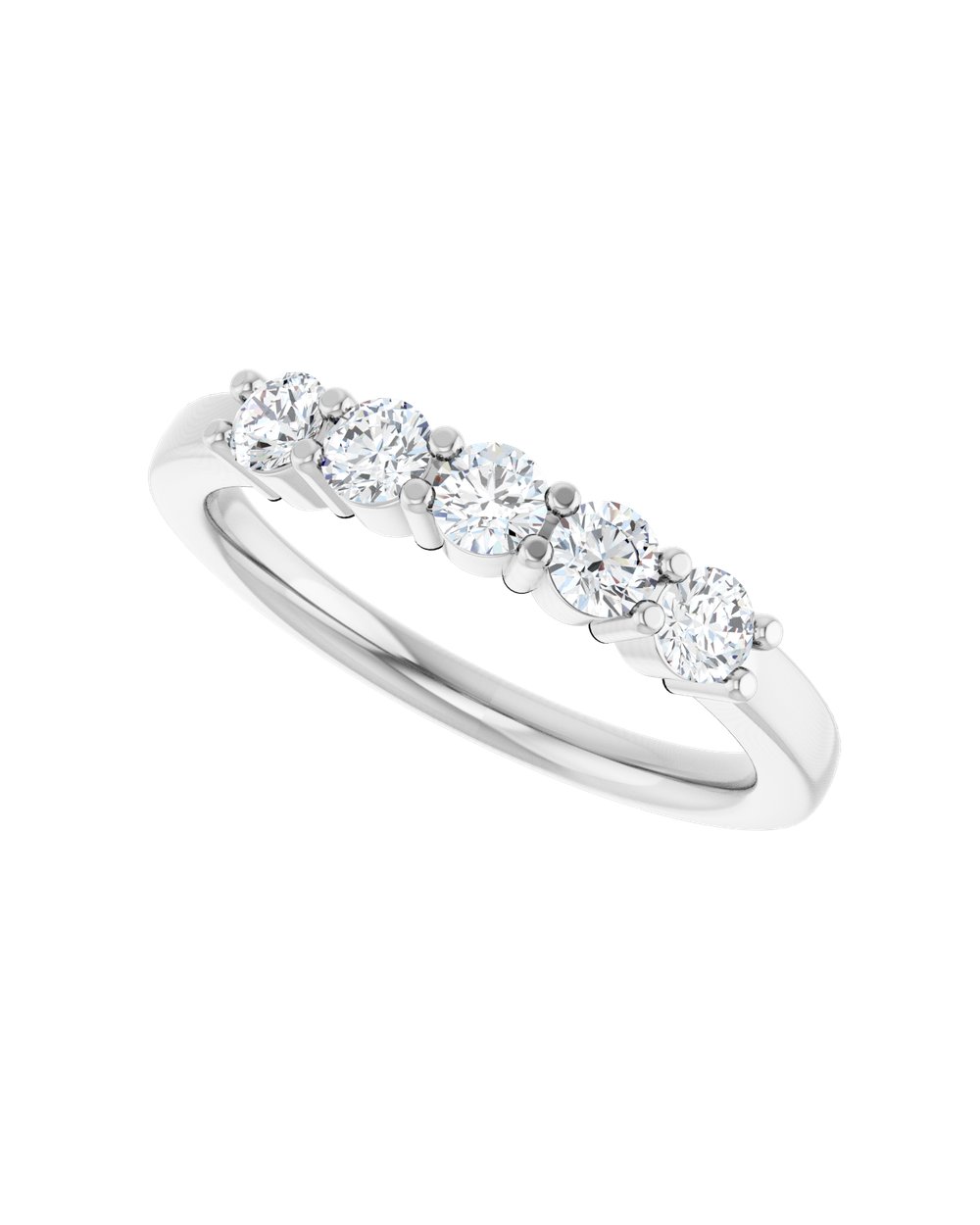 Anel Cinco Diamantes Naturais em Ouro 14k – Branco 14k