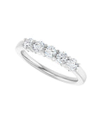 Anel Cinco Diamantes Naturais em Ouro 14k – Branco 14k