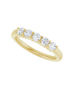 Anel Cinco Diamantes Naturais em Ouro 14k – Amarelo 14k