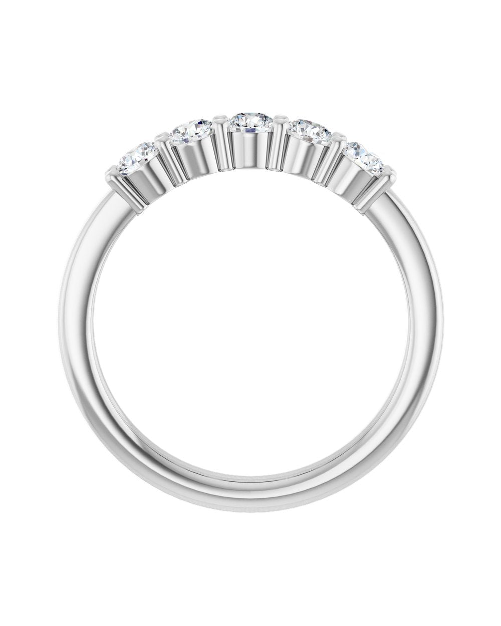 Anel Cinco Diamantes Naturais em Ouro 14k – Branco 14k
