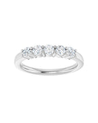 Anel Cinco Diamantes Naturais em Ouro 14k – Branco 14k
