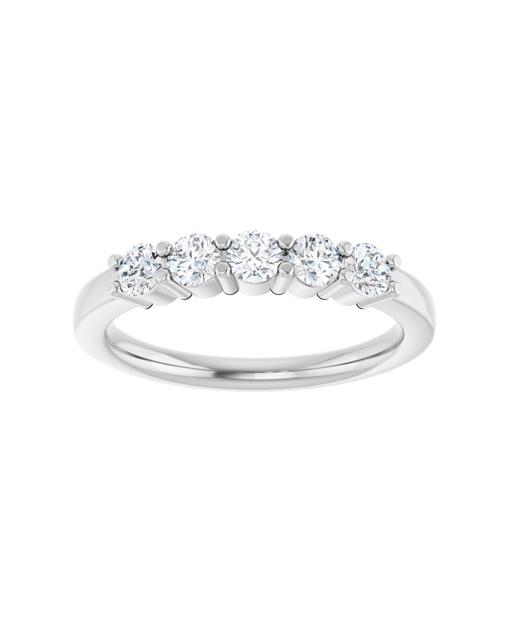 Anel Cinco Diamantes Naturais em Ouro 14k – Branco 14k