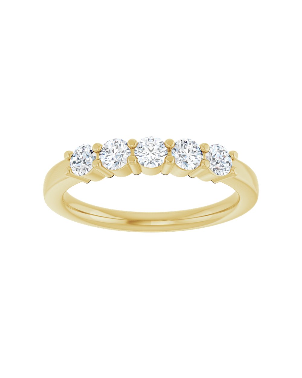 Anel Cinco Diamantes Naturais em Ouro 14k – Amarelo 14k