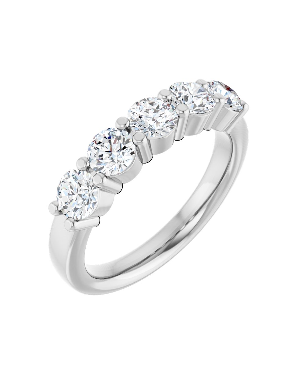 Anel Cinco Diamantes Naturais em Ouro 14k – Branco 14k, 1,33 ct