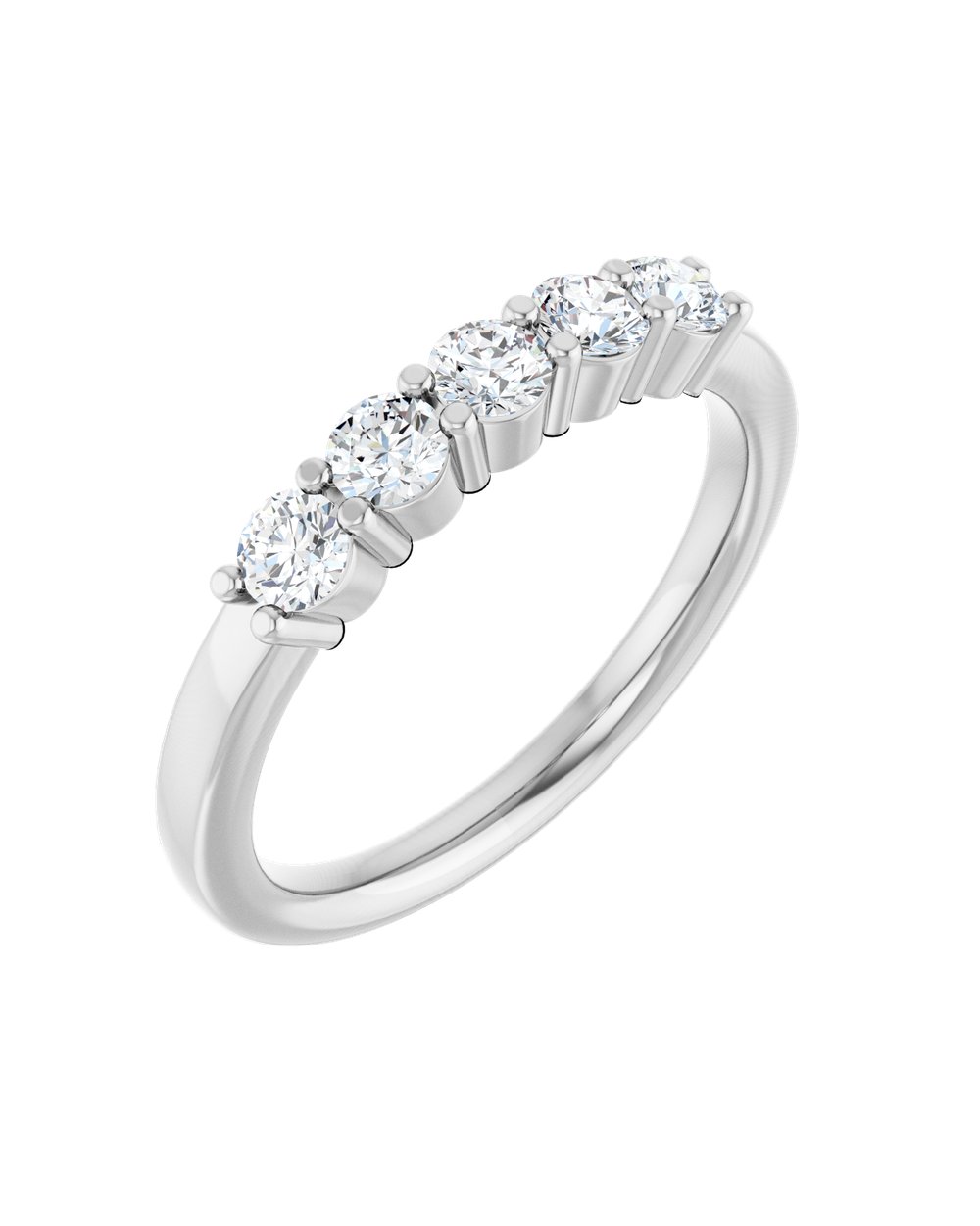 Anel Cinco Diamantes Naturais em Ouro 14k – Branco 14k